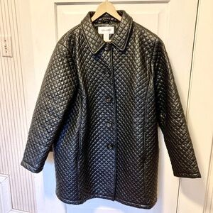 Leather Quilted Coat Black 20w